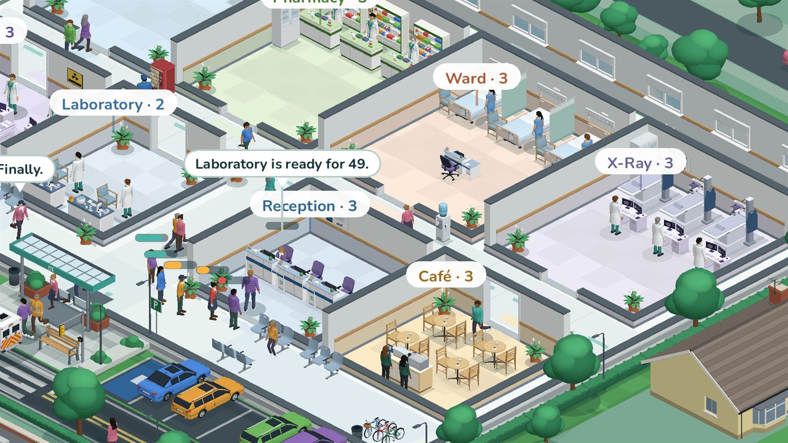 Reception, the waiting seats, the ward and the café up close