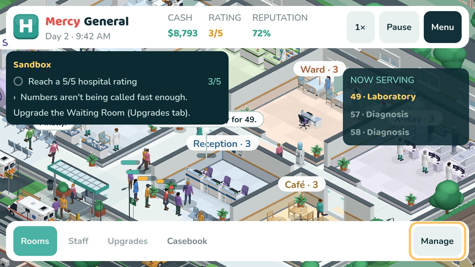 The phone layout: big stats, goals and a bottom bar